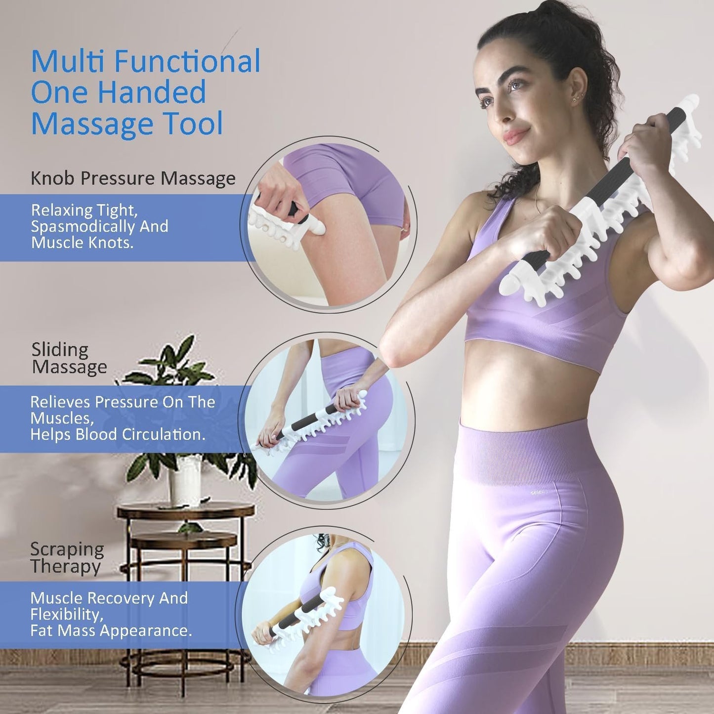 Fascia Massage Tool for Anti-Cellulite & Skin Soothing, Manual Trigger Point Massager for Deep Tissue Recovery （Large-Black ）