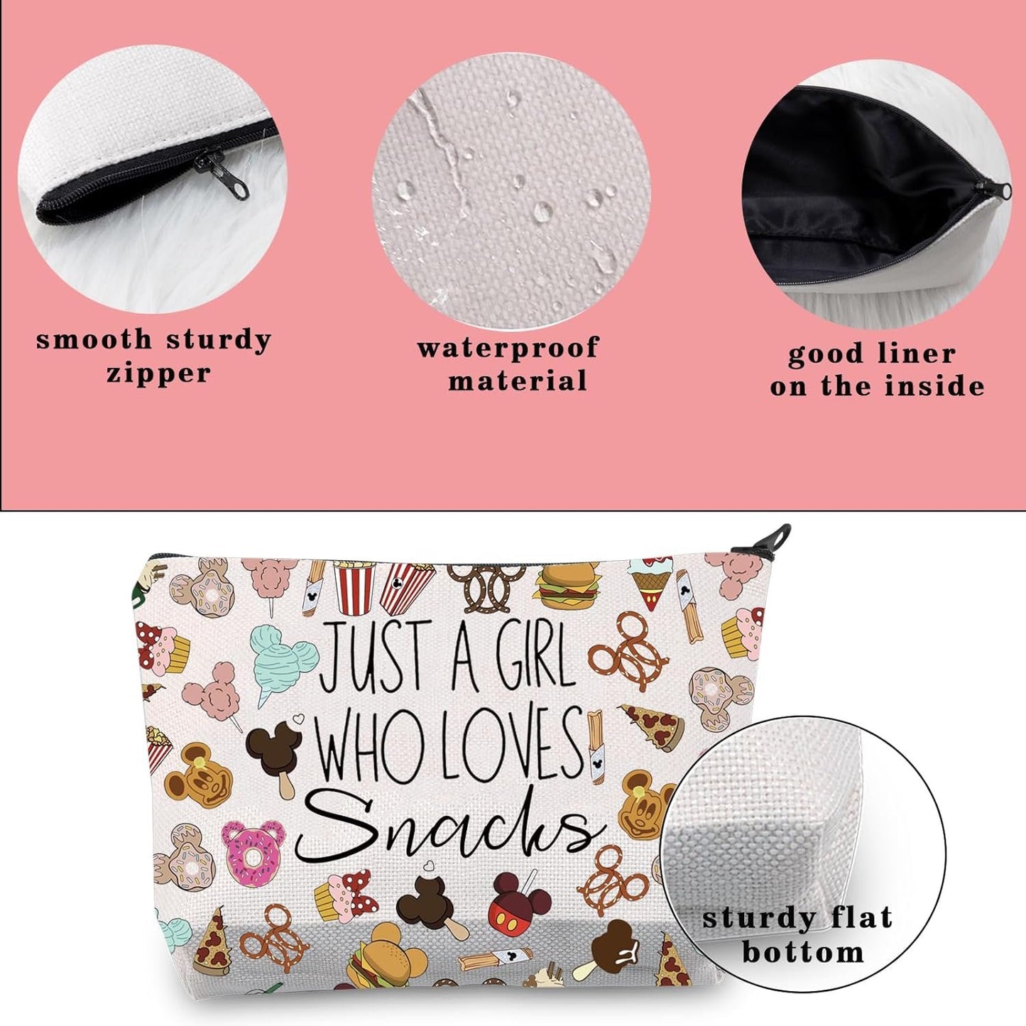 Magical Kingdom Snack Makeup Bag Travel Toiletry Bag Family Trip Snacks Food Lover Gift (Snacks)
