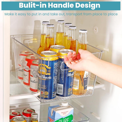 Feshory 4 Pack Extra Large Clear Pantry Storage Containers Organiser(XL) for Closet, Pantry, Under Sink, Bathroom - Plastic Storage Bins with Handle for Cupboard Kitchen & Home Organisation