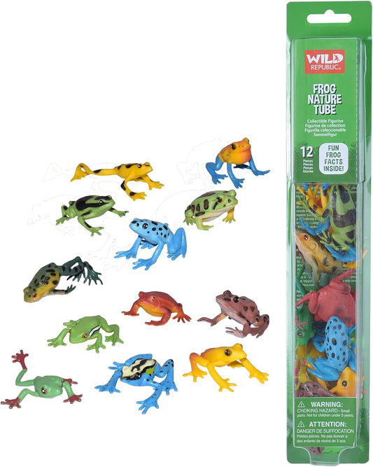 Wild Republic Frog Nature Tube, Amphibian Figures, Frog Toys, Educational Toys for Kids, 12 Piece Set