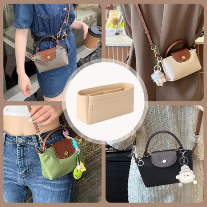 Proxima Direct Purse Bag Organizer Insert for Longchamp Fits Mini Size (Beige)