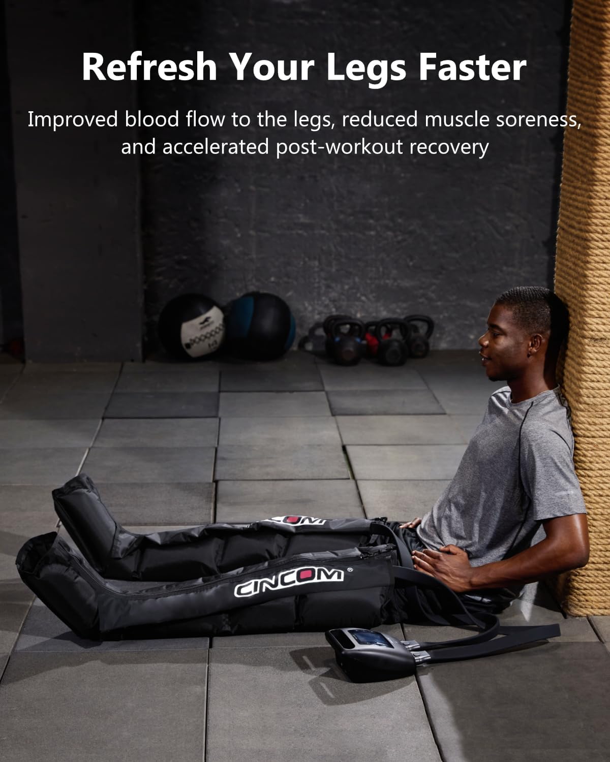 CINCOM Professional Leg Recovery System, Cordless Air Compression Leg Massager for Improved Circulation and Fast Recovery, Dynamic Compression Therapy Boots for Athletes