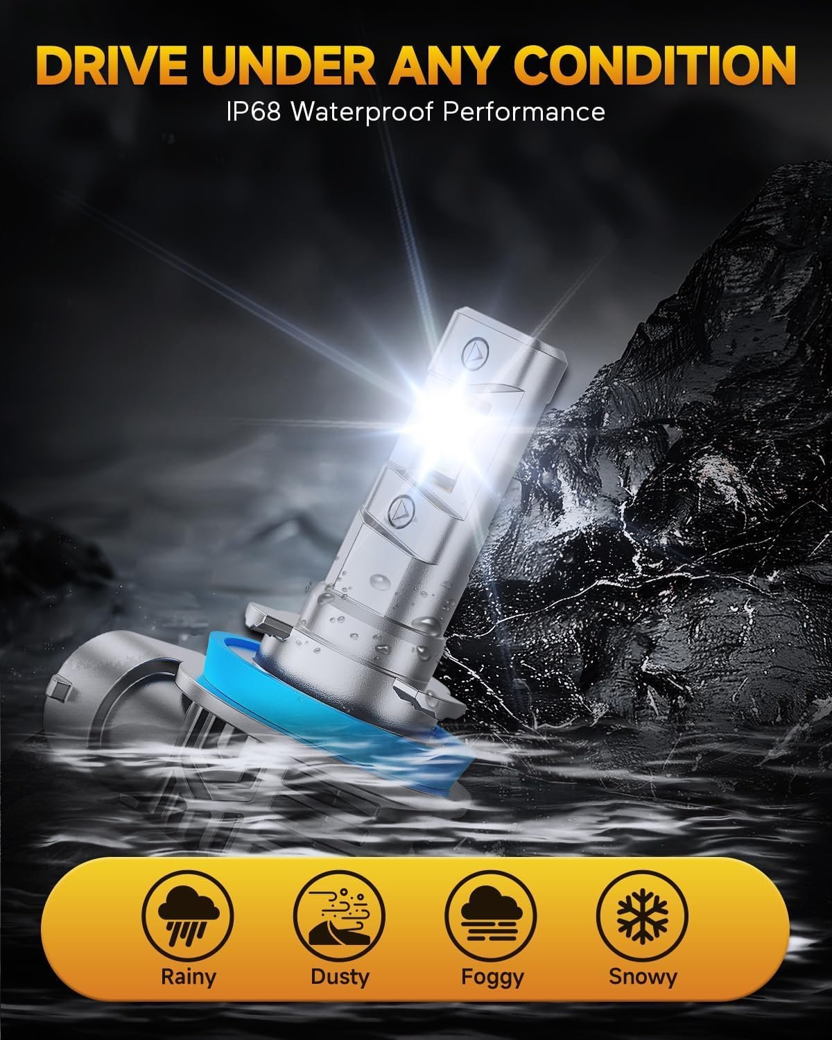FAHREN 2025 H11 H9 H8 LED Headlight Bulbs, 800% Super Brightness H11 LED Bulbs, 1:1 Mini Size Plug and Play, 6500K Cool White Halogen Replacement, Pack of 2