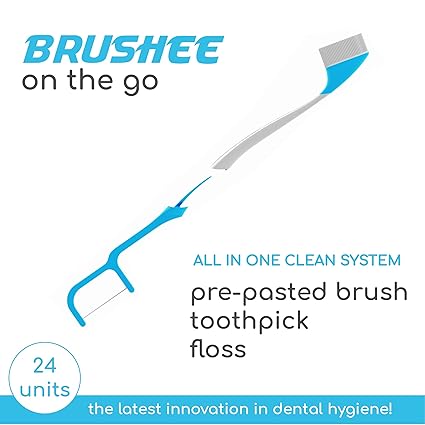 The Evolution of Oral Care | 4-in-1 Tool (Paste + Brush + Floss + Pick) | Individually Wrapped | Disposable | Prepasted Travel Toothbrushes | Small Adult Toothbrush - (24-Pack)