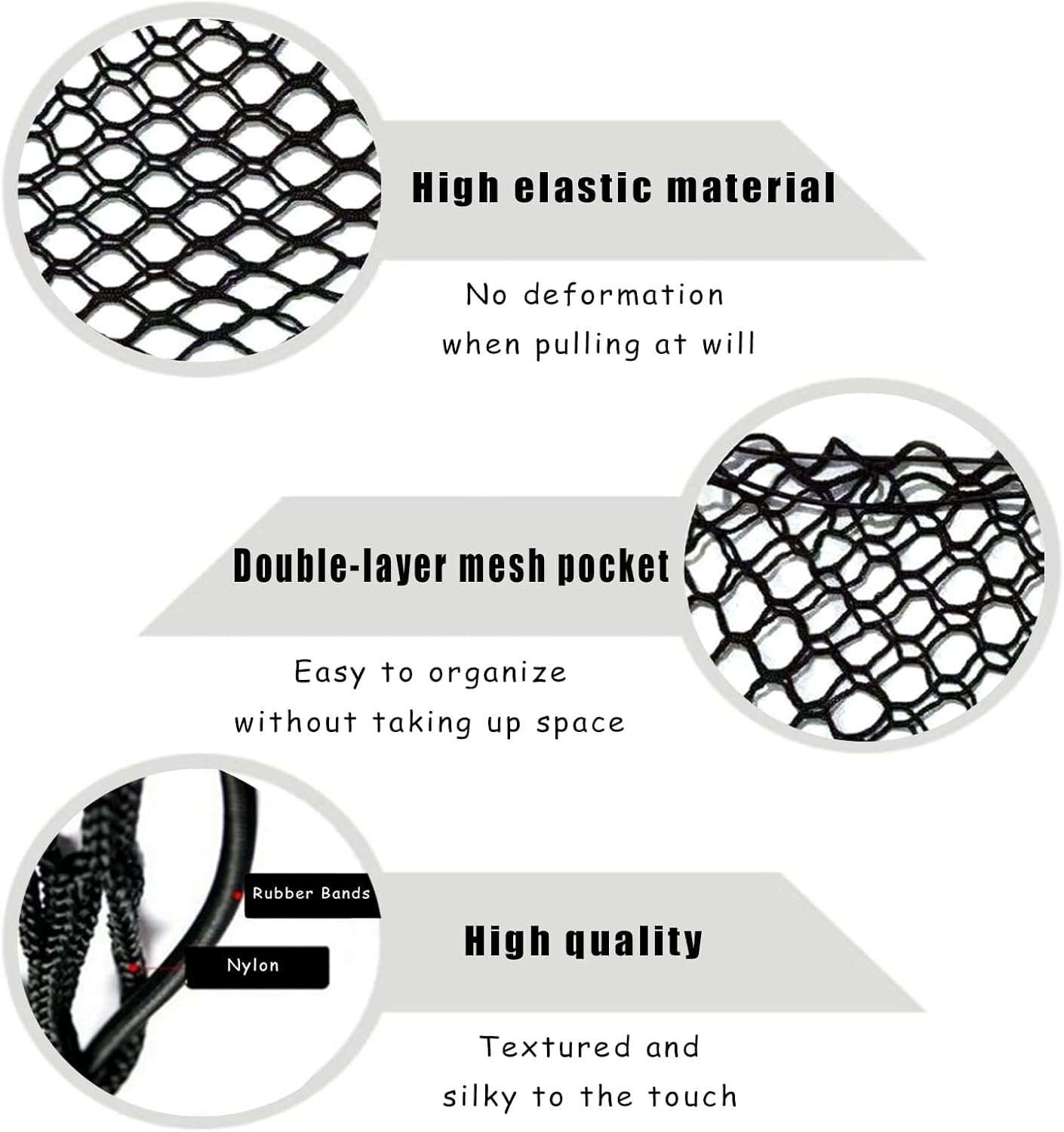 Ulifebetter Cargo Net Stretchable, 51*18In Trunk Storage Net Storage Organizer Net Elastic Mesh Net Bag Automotive Cargo Nets with 4 Buckles Screws Hooks Clips Trunk Storage Net for Pickup Truck Bed