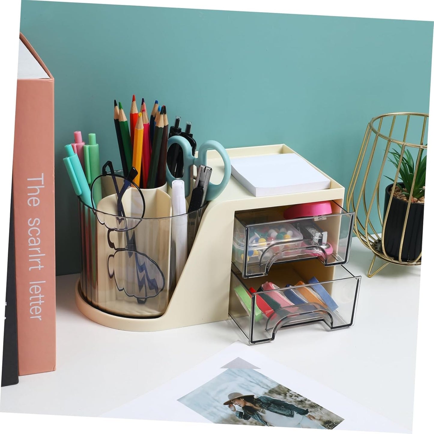 HOODANCOS Modern Desk Organizer with Divided Compartments Space Saving Pen Holder and Makeup Brush Storage Box for Efficient Office Organization Sleek Design for Stylish Workspaces