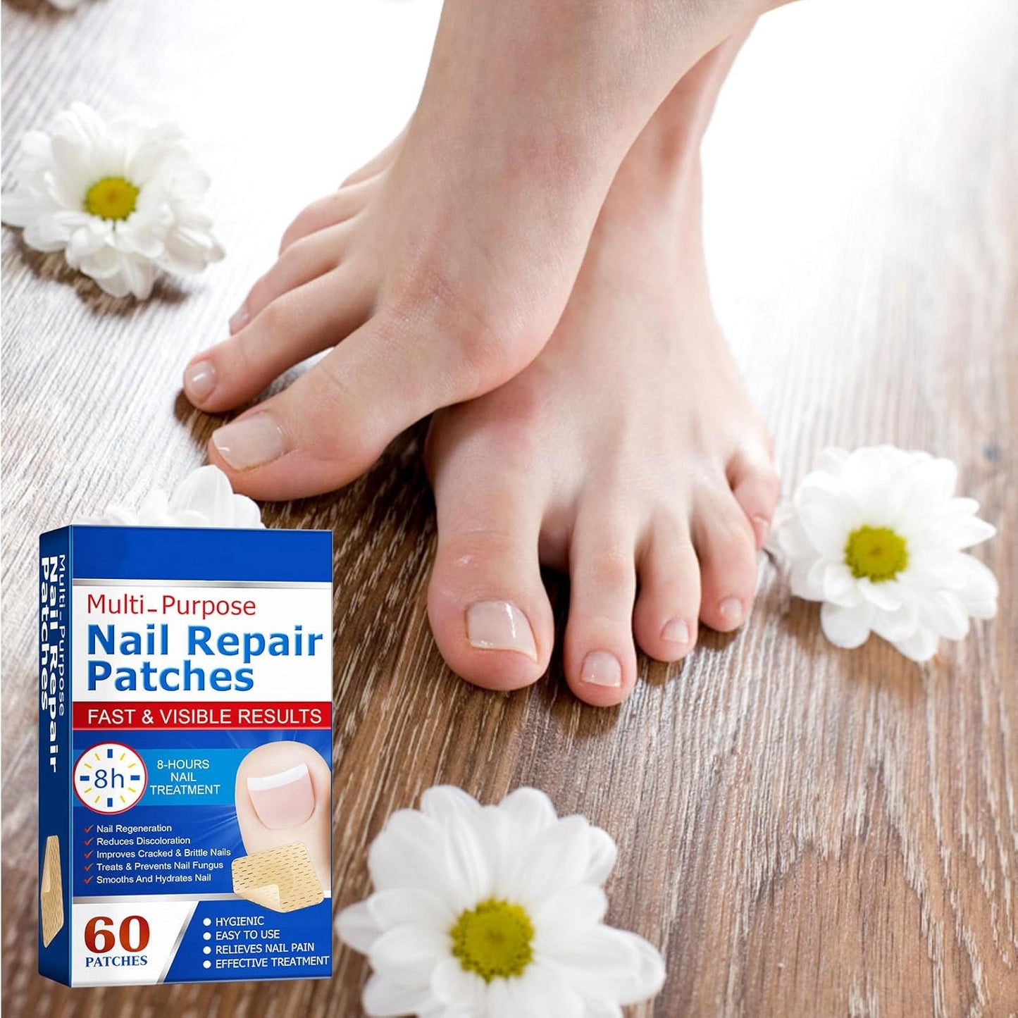 Nail Patches,Repair Patches,Care Pads,Made of Non-woven Fabric,Breathable, High Comfort,Cracked, Rough, Discolored, Brittle Nails,Restore Natural Radiance, Gentle Care,60 Tablets