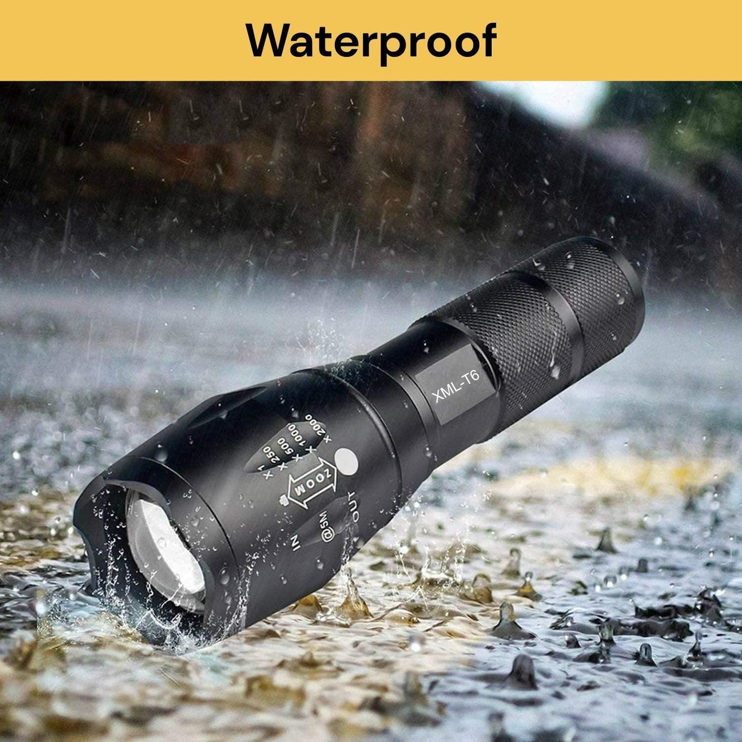 EZONEDEAL Rechargeable Flashlights High Lumens, Bright Led Torch Flash Light XML T6, Tactical Flashlight Zoomable 5 Lighting Mode Handheld Torches, Rechargeable Torch Light for Outdoor Indoor Camping