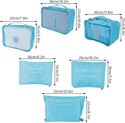 Tomotato 6 Pieces Travel Bag, Multifunctional Travel Luggage Organizer, Lightweight Packaging Bags for Travel Accessories(Blue)