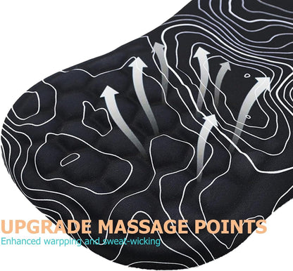 Ergonomic Mouse Pad with Wrist Rest, Memory Foam Mousepad with Wrist Support, Wrist Pain Relief, Non-Slip PU Base & Slope Massage Mouse Pad for Gaming, Office,Computer, 12x8 inch,Topographic Contour