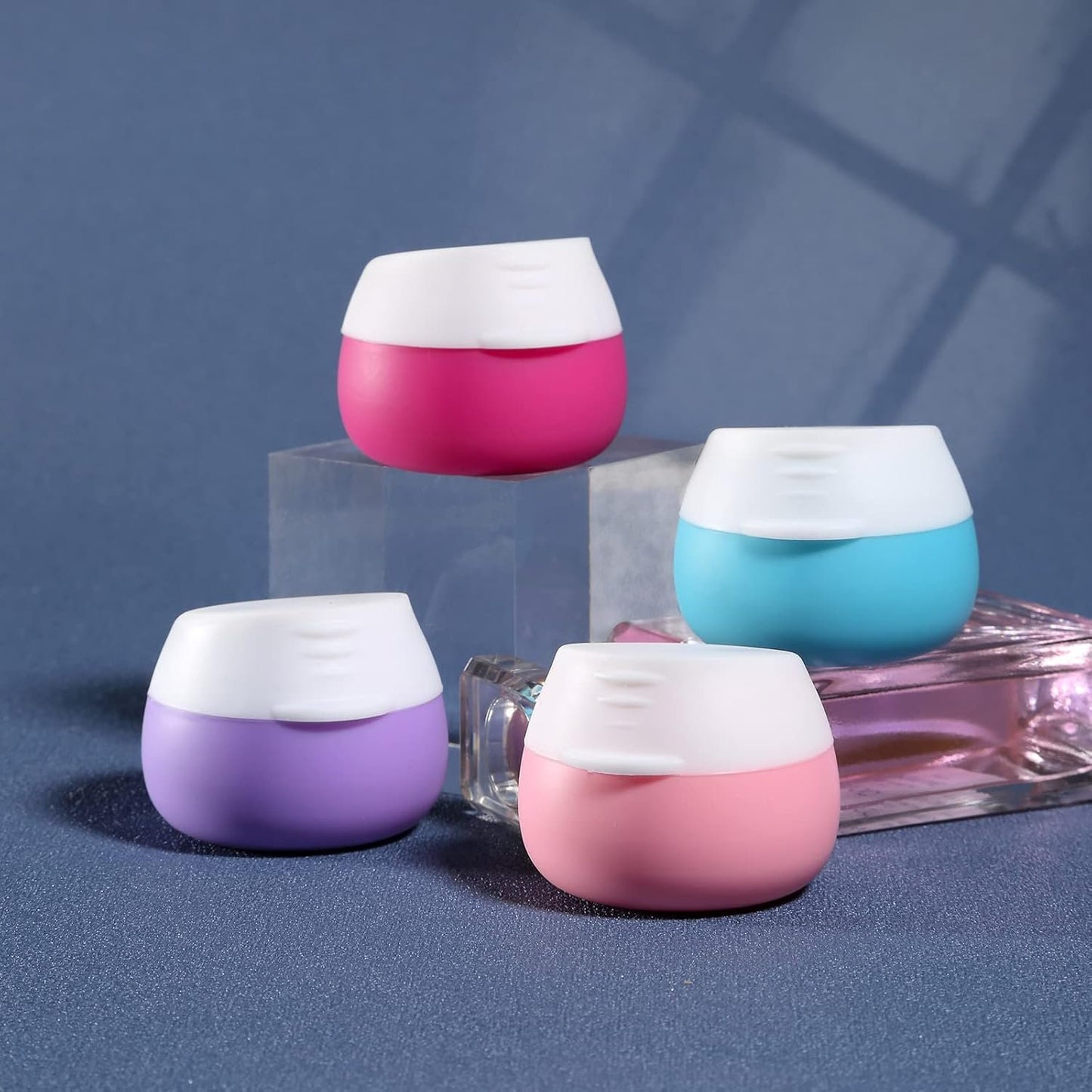 Travel Containers for Toiletries, Gemice Silicone Cream Jars, TSA Approved Travel Size Containers Leak-Proof Travel Accessories with Lid for Cosmetic Makeup Face Body Hand Cream (4 Pieces)