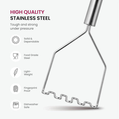 Kitchen Utensil Set - 10 Pieces Stainless Steel Kitchen Utensils with Spoons, Whisk, Spatula, Tongs, Ladle, Potato Masher and Kitchen Utensil Holder, Kitchen Accessories, Gadgets and