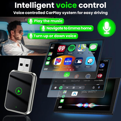 2 in 1 Wireless Carplay and Android Automatic Adapter, Mini Wireless Carplay Convert Factory Wired Carplay to Wireless, Wireless Carplay Adapter for IP-Hone iOS 10+ and Android 11+