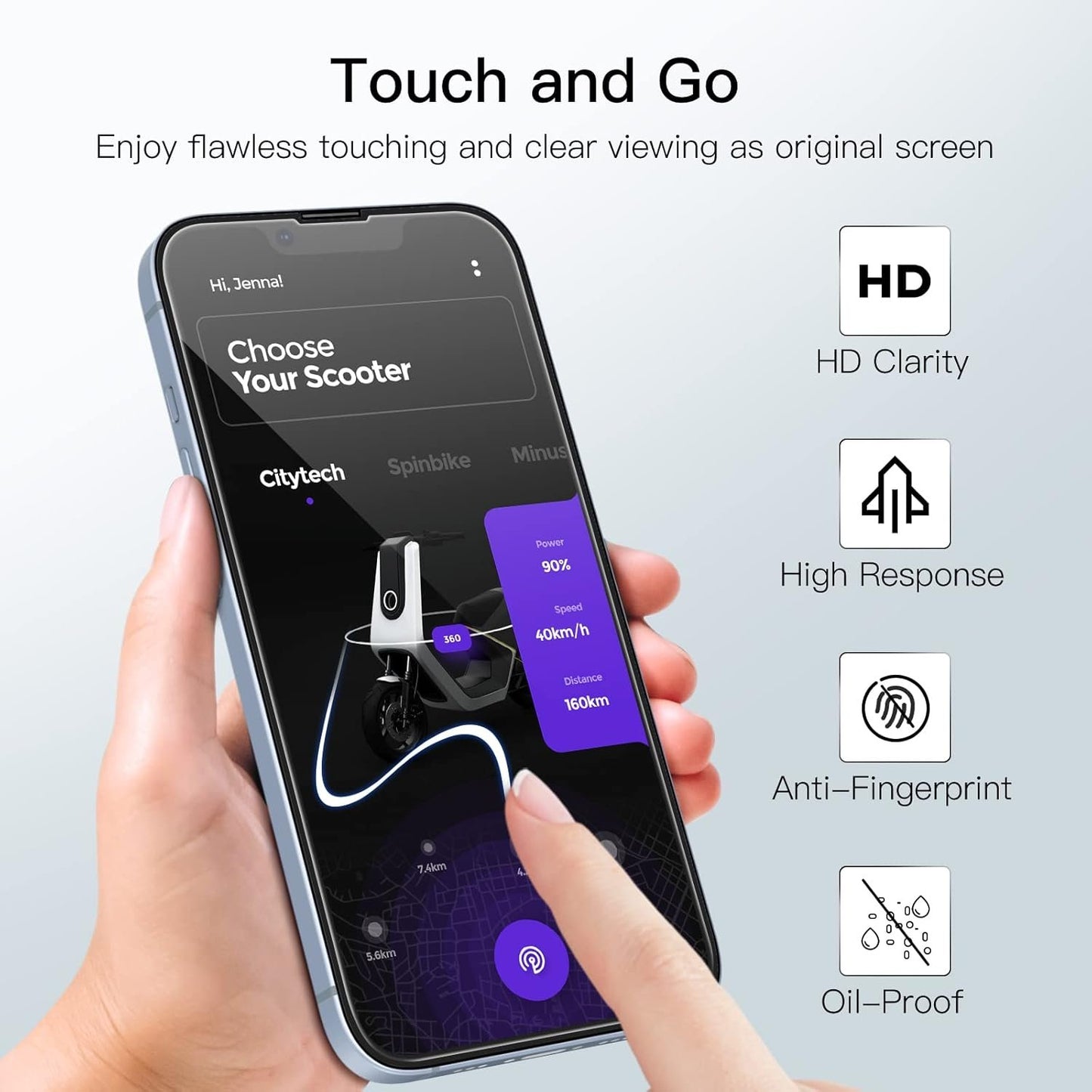 JETech Full Coverage Screen Protector for iPhone 14 Plus 6.7-Inch, 9H Tempered Glass Film Case-Friendly, HD Clear, 3-Pack