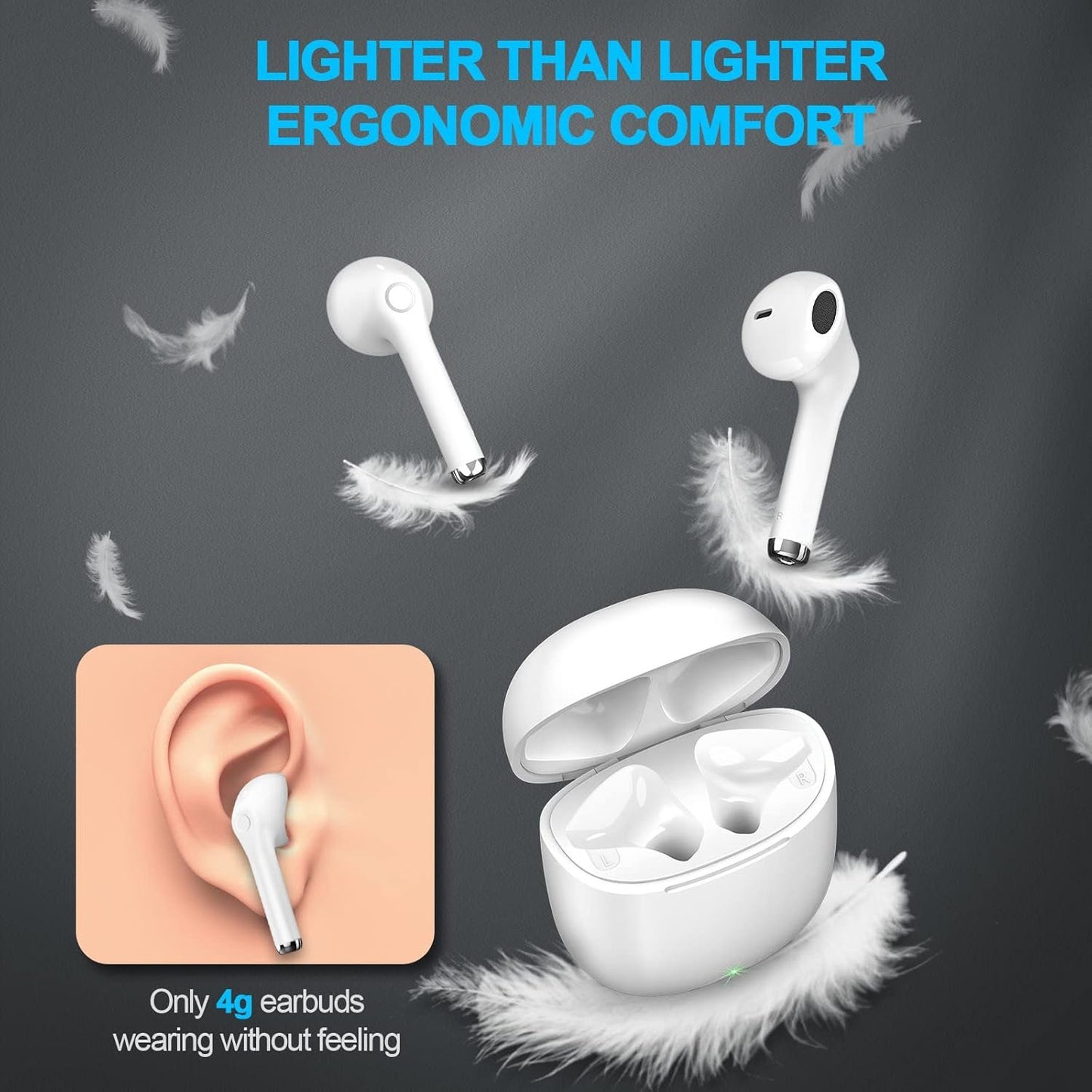 Wireless Earbuds, yobola Bluetooth Earbuds, IPX5 Waterproof Wireless Headphones Touch Control, Bluetooth Headphones 5.1 Built-in Microphone, 25 Hrs with USB-C Charging with Running/Fitness