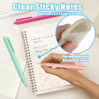 WATUNID 20Pcs Retractable Gel Pens, 15 Colors Gel Ink Pens with 100 Sheets Sticky Note, 0.5mm Fine Point Pure Colored Pens, Quick Dry Pen for Journaling, Note Taking, Cute Stationery Office Supplies