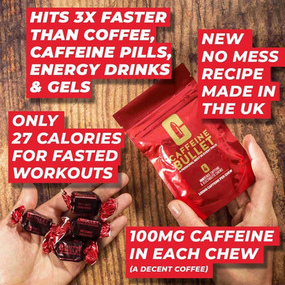 Caffeine Bullet Mint Energy Chews *40 – Faster Boost Than Gels, Tablets and Gum. 100mg Per Serving - Sport Science for Running, Cycling, Gaming & Pre Workout Endurance Kick.