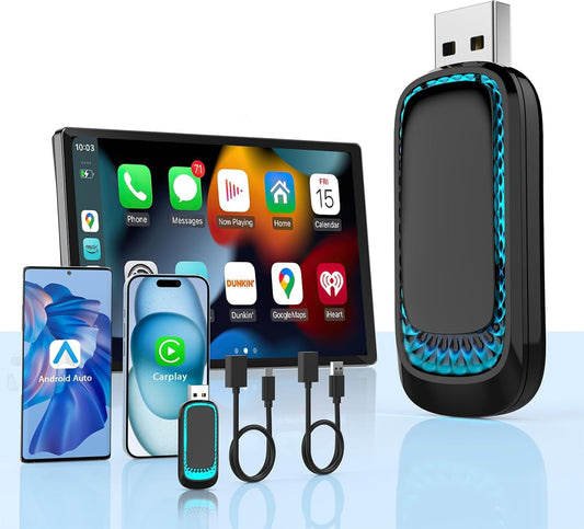 Wireless CarPlay Adapter for iPhone, 2024 Upgrade 2 in 1 Wireless Adapter CarPlay and Android Auto, Auto Connect, Wireless Car Play Adapter for Car CarPlay Wired Factory