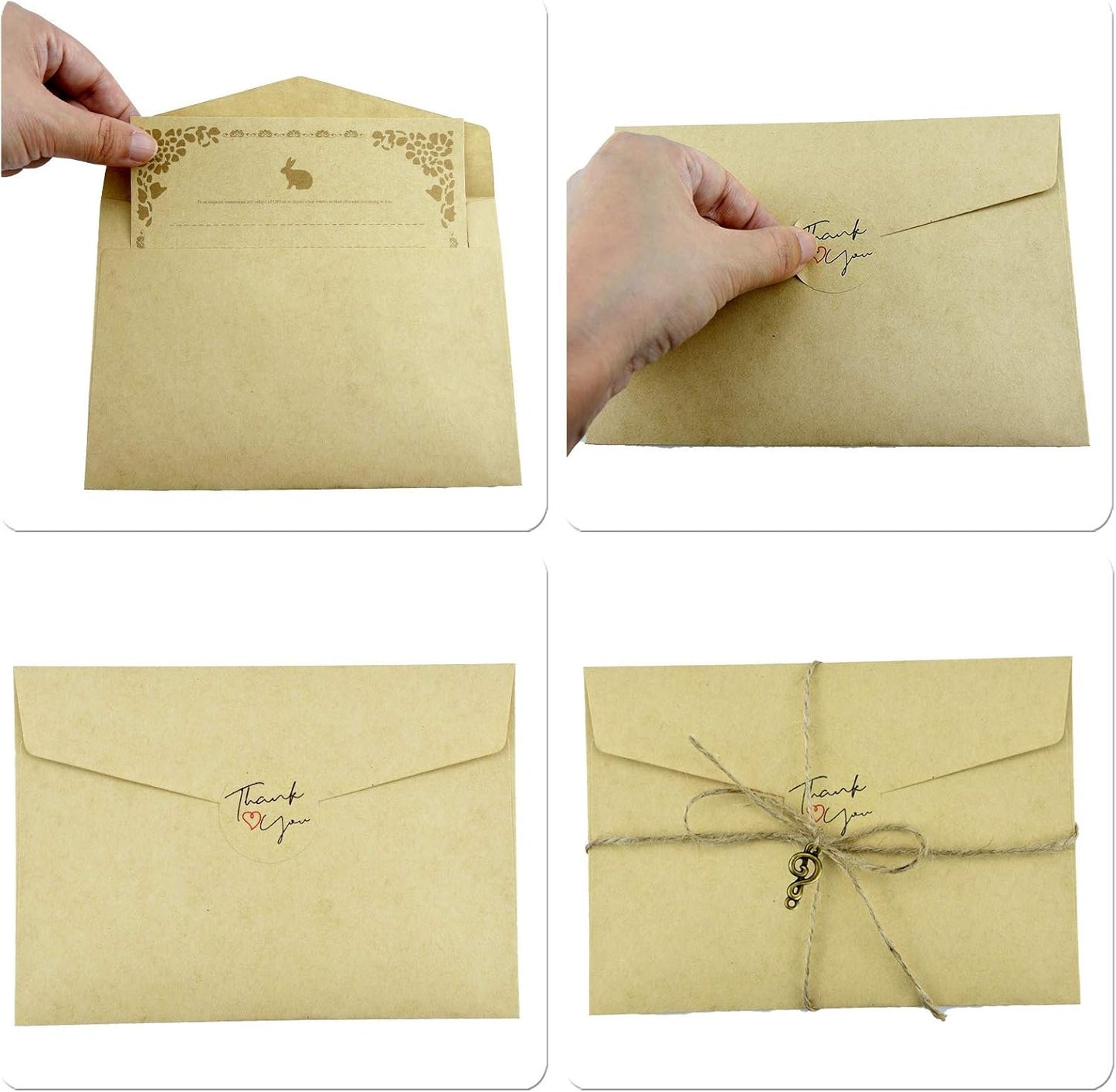 Dxhycc Vintage Stationary Paper and Envelopes Set, Aged Paper Writing Paper Stationery Set, 28 Sheets of Vintage Letter Papers, 14 Envelopes, 6 Hemp Ropes, 6 Retro Keys, 18 Sealing Stickers