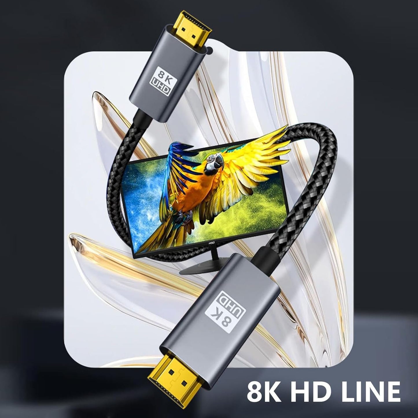 HIOPOIUYT 8K60hz 2.1 Video Extension Cable Clearly And Dynamic Display For Gaming & Streaming PC And Consoles Compatible