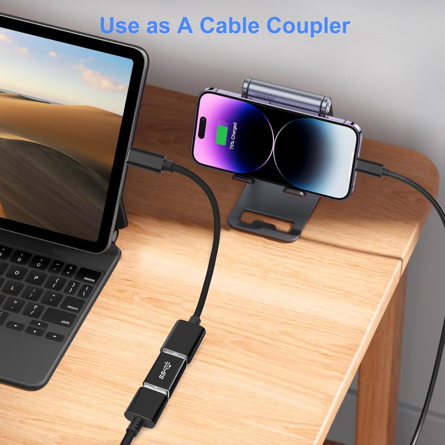 AIYEEN USB 3.0 Male to USB 3.0 Female Adapter (2 Pack), OTG 3.0 USB A to 3.0 USB A Adapter, USB Connector Connection or Data Cable Extension, USB3.0 Expansion Adapter