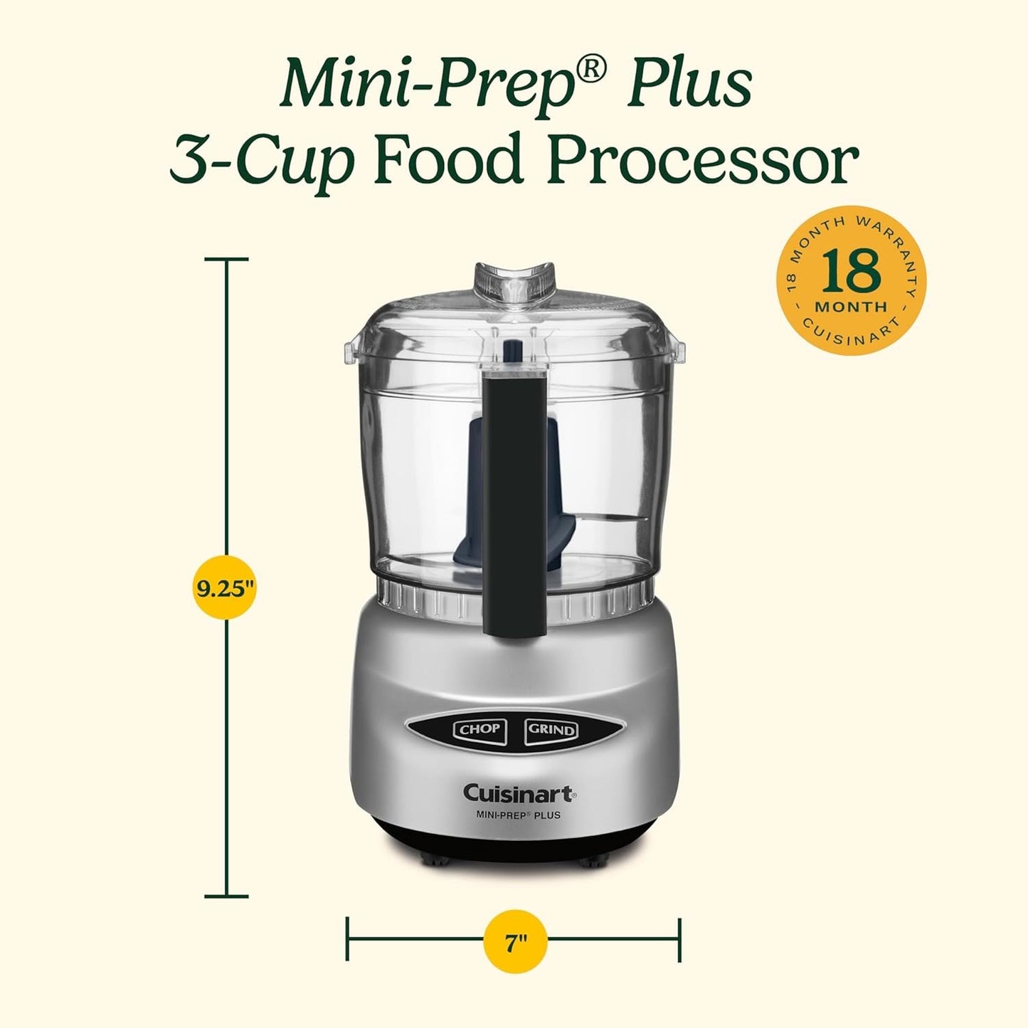 CUISINART DLC-2ABC Mini-Prep Plus Food Processor Brushed Chrome & Nickel, 3 Cup
