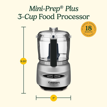 CUISINART DLC-2ABC Mini-Prep Plus Food Processor Brushed Chrome & Nickel, 3 Cup