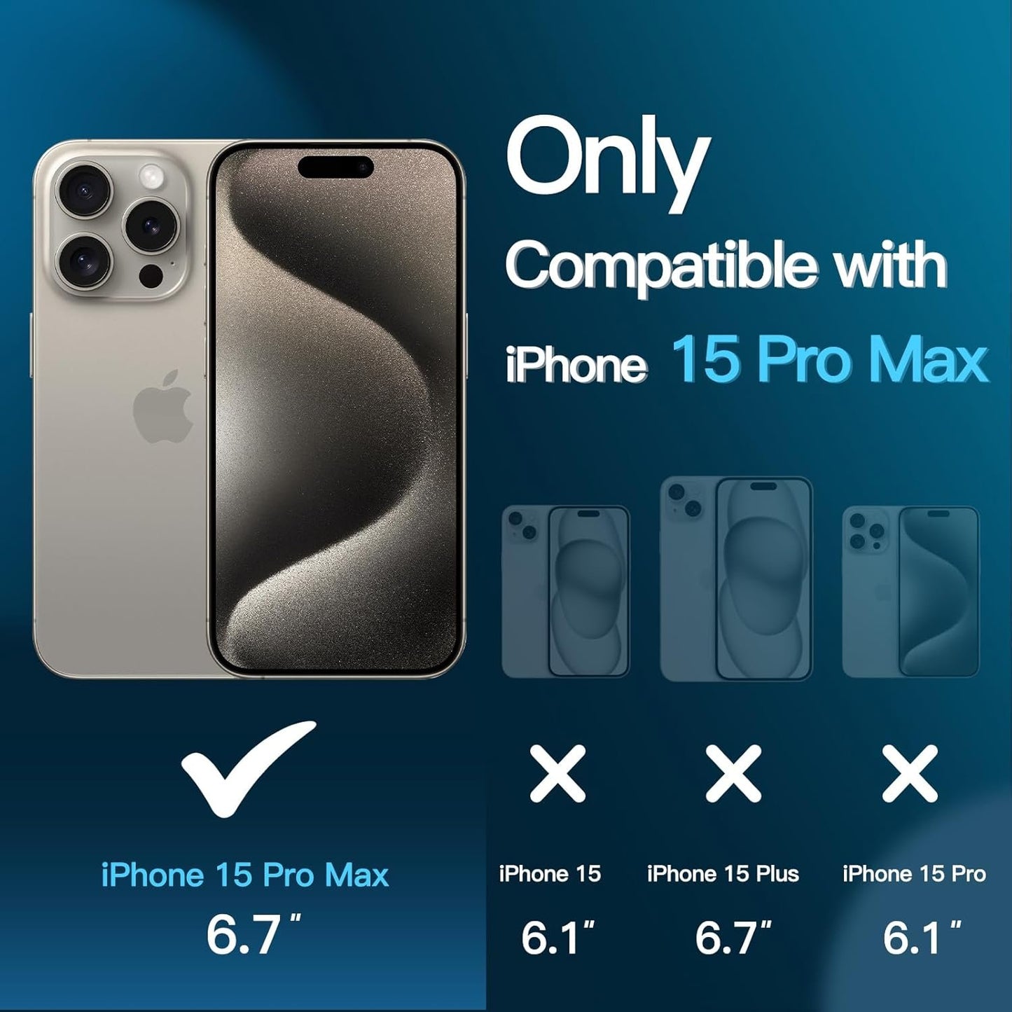 JETech Screen Protector for iPhone 15 Pro Max 6.7-Inch, Bubble Free, Tempered Glass Film with Easy Installation Tool, Case-Friendly, HD Clear, 2-Pack