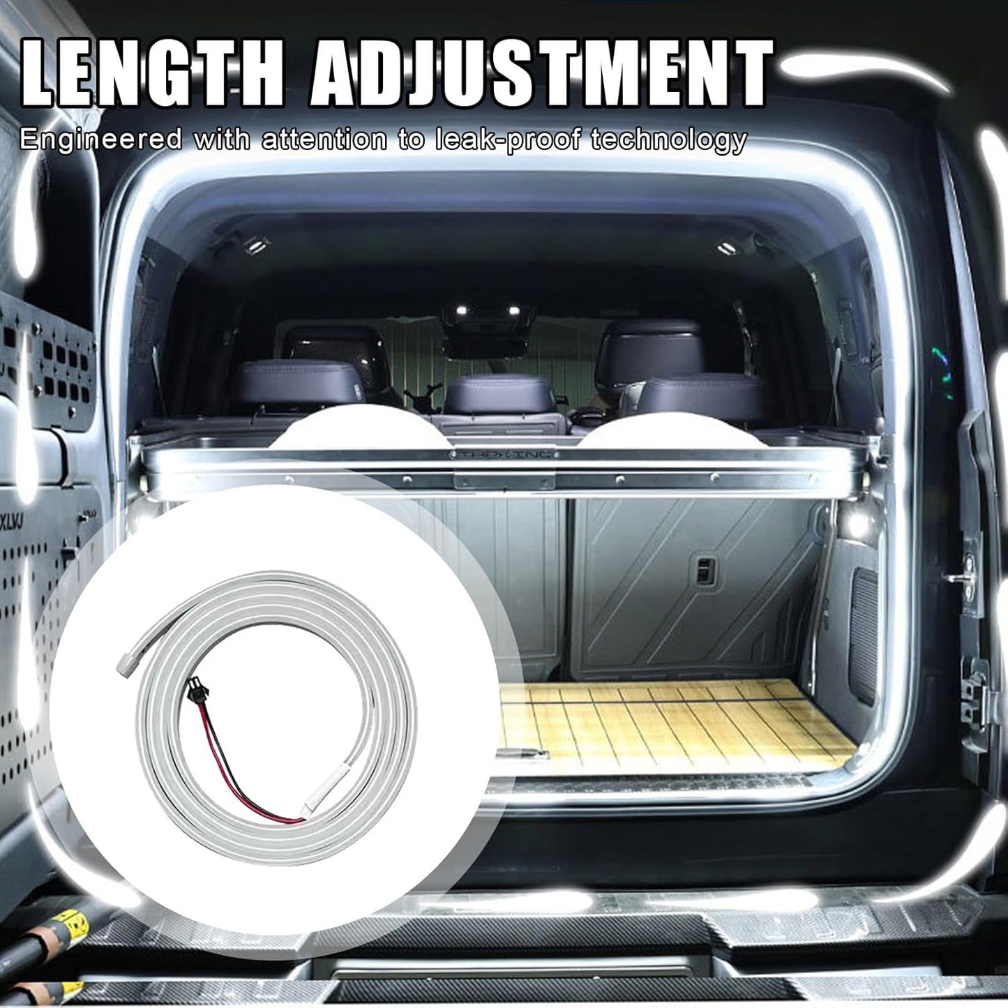 Car Trunk Light Strip, Ambient Vehicle Lighting, 6,5in Flexible Cuttable LED Design, Easy Installation with Strong Adhesive, Rear Trunks Decoration for Men and Women