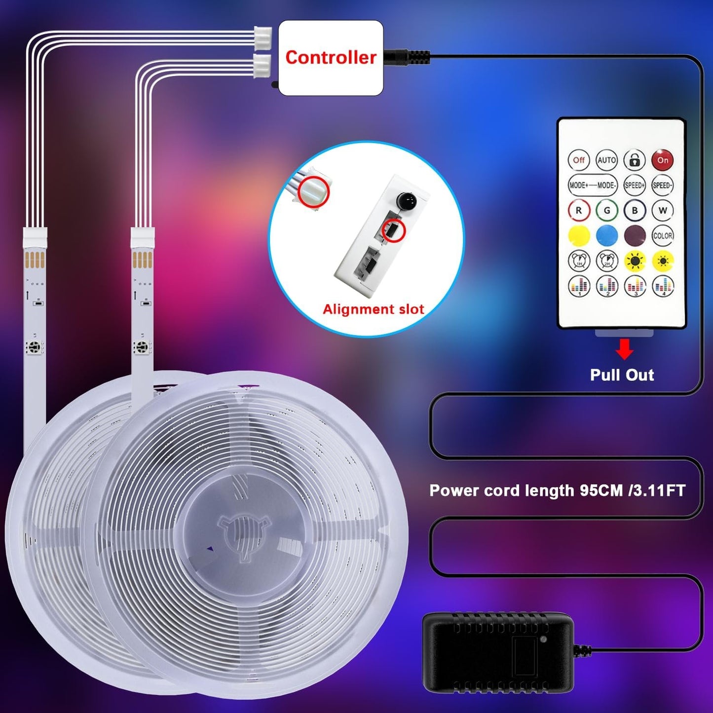 Cozylady WiFi LED Strip Lights 15m(2rolls of 7.5m), Smart RGB Light Strips Compatible with Alexa, Google Home, APP Control,Music Sync RGB Lights for Bedroom Children's Room Party Decor Gift