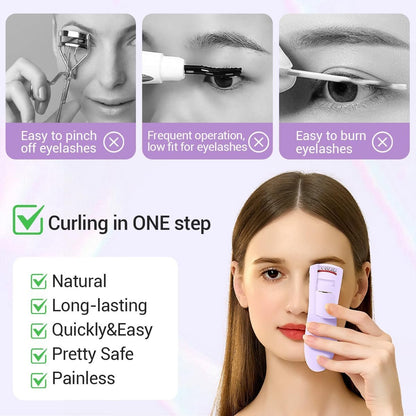 TOUCHBeauty Rechargeable Heated Eyelash Curler with LED Display, Featuring 3-Level Adjustable Temperature for a Natural, Long-Lasting Curl (Up to 24 Hours) AG-2316purple