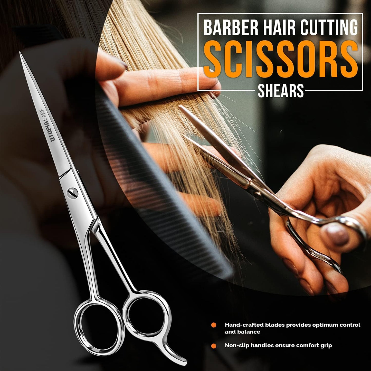 Utopia Care Hairdressing Scissors - 6.5" Sharp Stainless Steel Hair Cutting Scissors and Barber Salon Hair Scissors for Professional Hairdressers, Men, Women, Children and Adults (Silver)