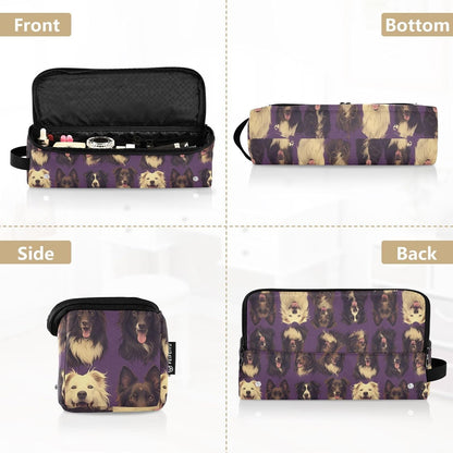 FRODOTGV Borsa da viaggio per attrezzi da viaggio con simpatico cane da pastore viola e tappetino resistente al calore, custodia da viaggio portatile per strumenti caldi e accessori per la cura dei