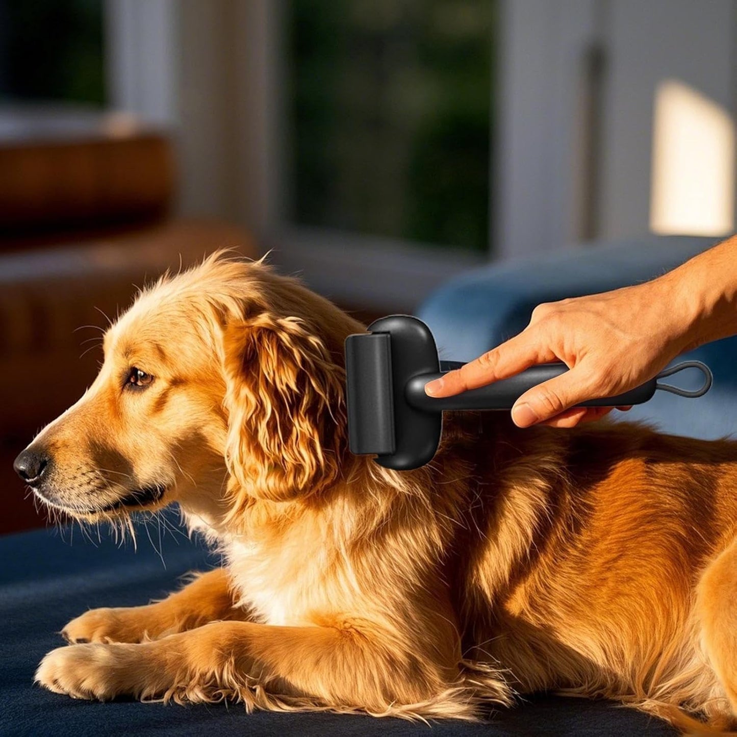 Shedding Brush, Dematting Comb, Mat Detangling Remover Grooming Tool Stainless Steel, Ergonomic Abs Handle, Comfortable Grip for Dogs and Cats Matted Hair, 9,45 Inches