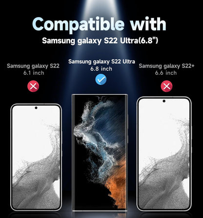 MAGIC JOHN 2 Pack for Samsung Galaxy S22 Ultra Screen Protector [Ceramic film] Not Glass 6.8 inch,[100% Fingerprint ID Compatible] Easy Installation Tray, 3D Curved, Bubble Free, HD Clear, Case Friendly