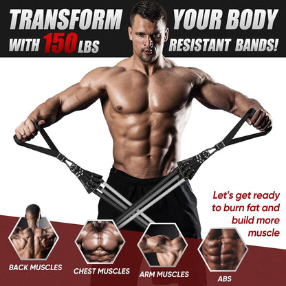 Resistance Bands, Exercise Bands with Handles, Door Anchor, Legs Ankle Straps, Fitness Bands Resistance Set for Home Workout, Muscle Training, Yoga, Physical Therapy, Home Gym Equipment