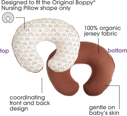 Boppy Organic Original Support Cover, Spice Rainbows, 100% Organic Cotton Jersey Fabric Cover Fits All Boppy Original Nursing Supports for Breastfeeding, Bottle Feeding, and Bonding, Cover Only
