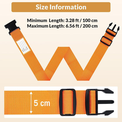 4 Pack Luggage Straps, 2M Adjustable Belts Keep Suitcase Secure While Traveling, with Name ID Card, Luggage Accessories to Secure Bag Cargo Safe Quick-Release (Orange)