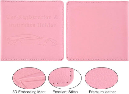 Car Registration and Insurance Holder, Vehicle Glove Box Car Organizer Men Women Wallet Accessories Case for Cards, Essential Document, Driver License by Cacturism, Pink