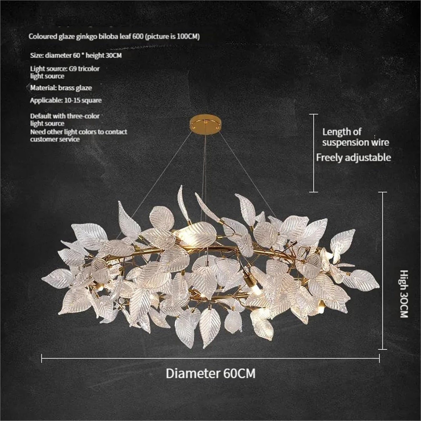 Nordic Luxury Pendant Lamp Living Room Glazed Leaves Led Chandeliers Lighting Fixture for Bedroom Dining Room Decor