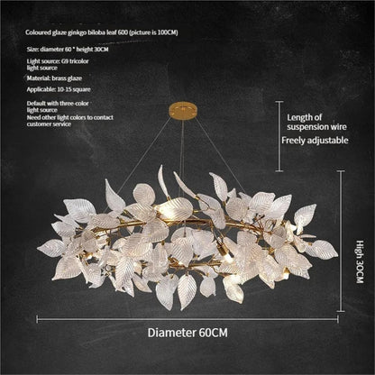 Nordic Luxury Pendant Lamp Living Room Glazed Leaves Led Chandeliers Lighting Fixture for Bedroom Dining Room Decor