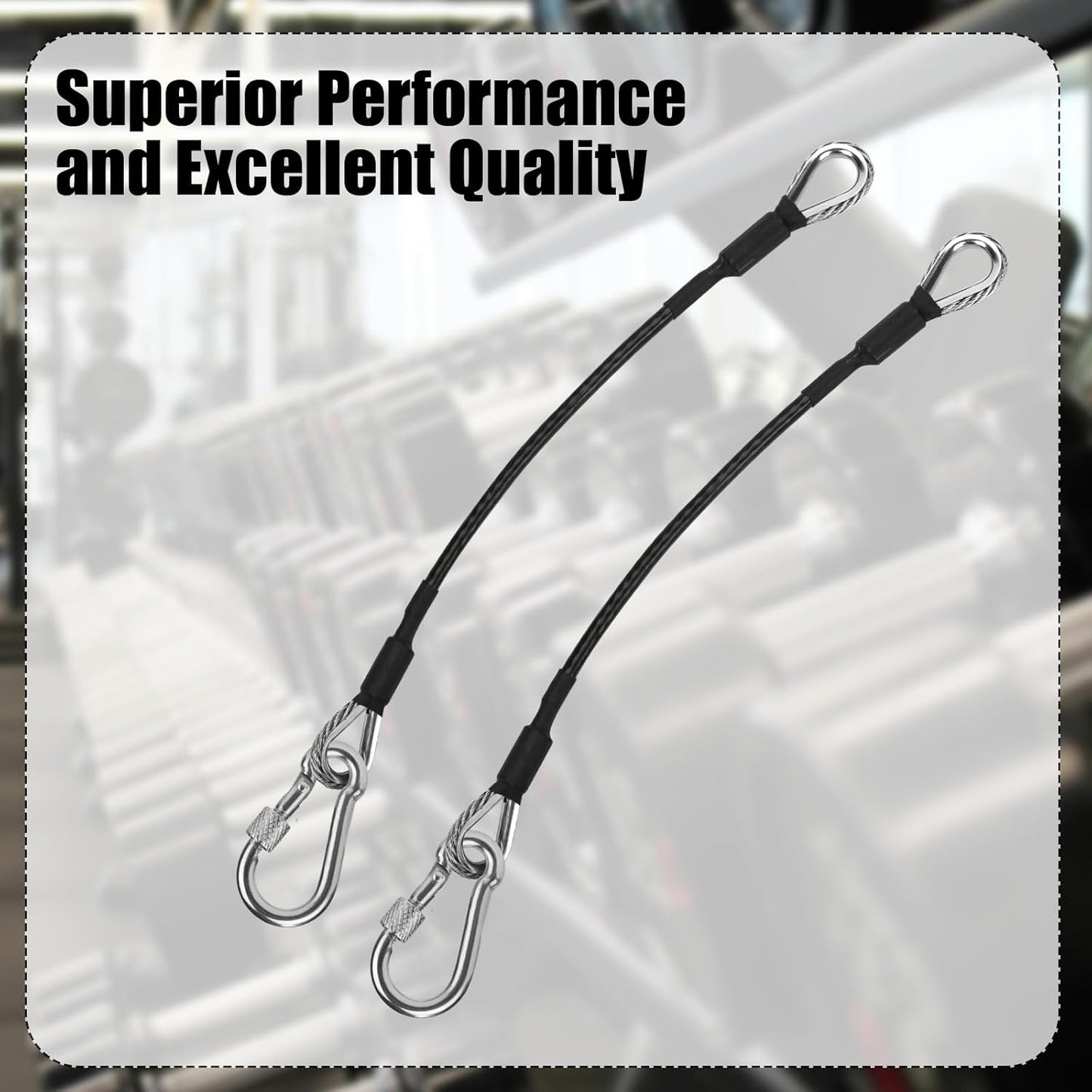 PEUTIER 2pcs Gym Extension Cables, 26cm / 10 inch Gym Cable with Carabiner Fitness Home Gym Machine Accessories Attachment for LAT Pull Down Machine Leg Extensions Machine Compatible with Bowflex