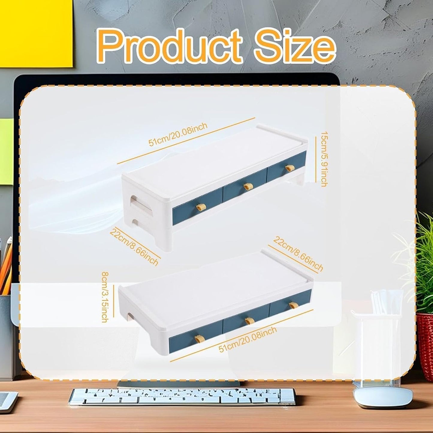 Vsenkes Monitor Stand for Desk Desktop Organizer for Workspace for Office with Storage Rack Speaker Laptop Printer Stand with Drawers, Single Layer