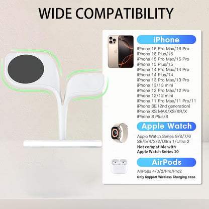 Magnetic Charging Station,3 in 1 Faster Mag-Safe Wireless Charger Stand for iPhone 14,13,12 Pro/Max/Mini/Plus, Apple Watch 8/7/6/SE/5/4/3/2 and Airpods 3/2/Pro/Pro 2 with LED and Adapter (White)