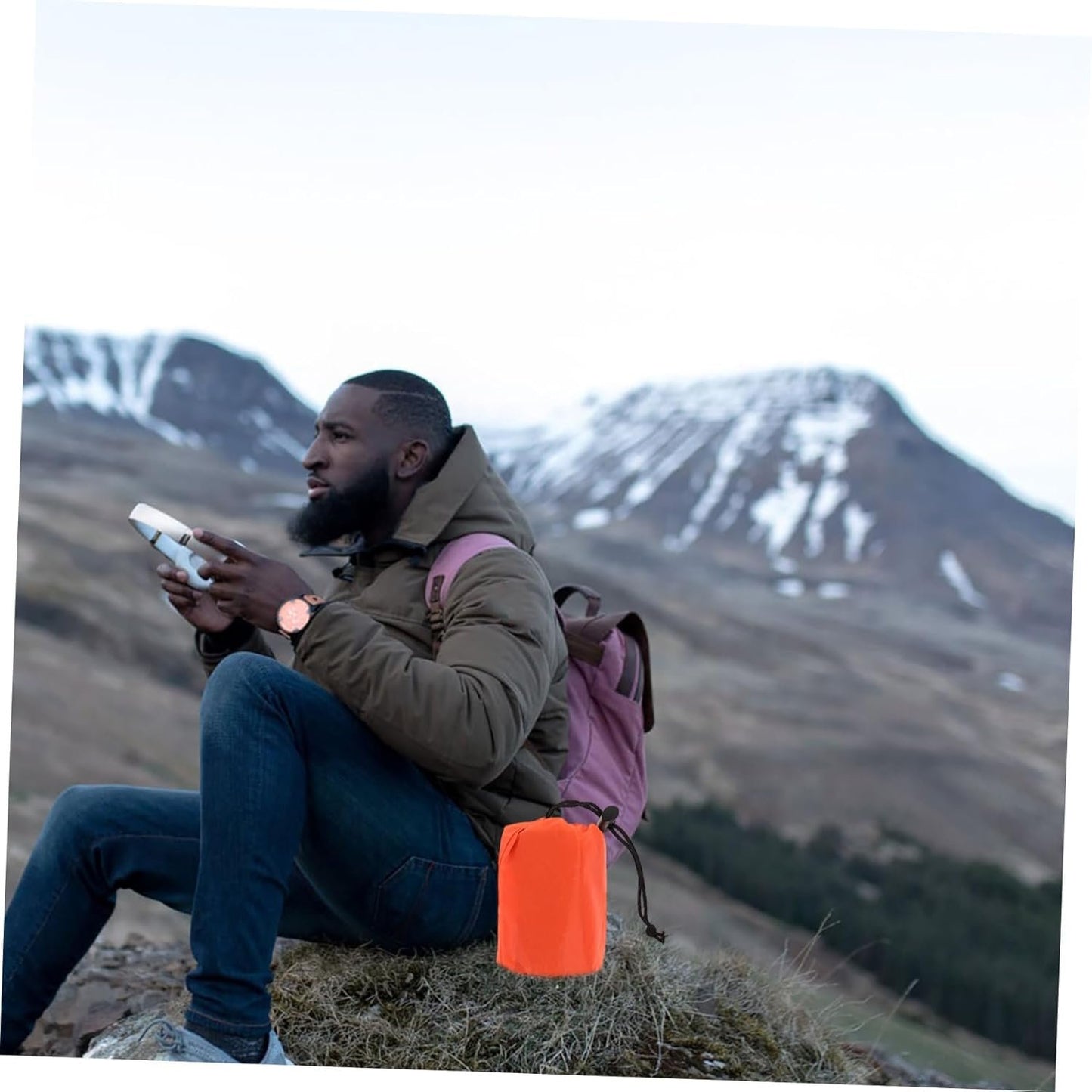 Generic 3 Set Outdoor Survival Gear Camping Bag Emergency Blankets Lightweight Survival Tent Emergency Hiking Tent Portable Thermal Orange Pet Aluminized Film