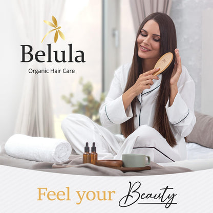 Belula 100% Boar Bristle Hairbrush Set. Soft Natural Bristles for Thin and Fine Hair. Restore Shine And Texture. Wooden Comb, Travel Bag and Spa Headband Included!