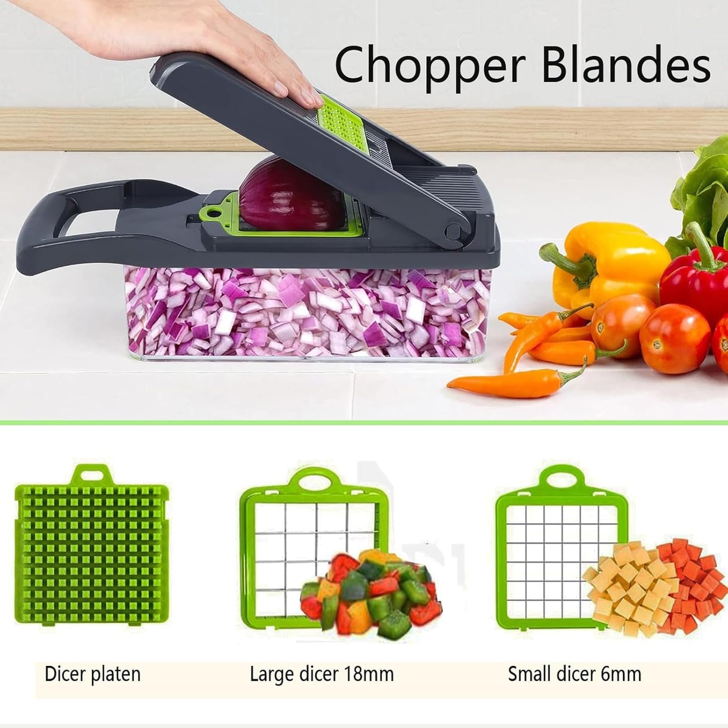 17-in-1 Vegetable Chopper for Meal Prep, Vegetable Cutter for Salad Veggie Potato Carrot etc, Grinding, shredding, Slicing, and Dicing, Easy to Clean Shredder Slicer Grater Kitchen Tools.