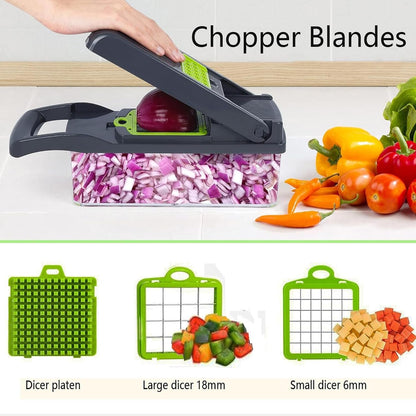 17-in-1 Vegetable Chopper for Meal Prep, Vegetable Cutter for Salad Veggie Potato Carrot etc, Grinding, shredding, Slicing, and Dicing, Easy to Clean Shredder Slicer Grater Kitchen Tools.
