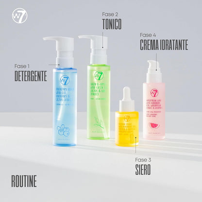 W7 - Skin Refresh Basic Gift Set - Face Moisturizer, Cleansing Gel, Tonic and Serum - Natural Cosmetics for Skin Care