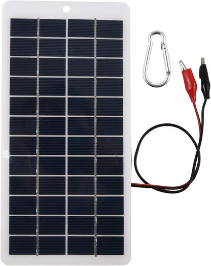 BERZO 5W 12V Solar Panel Portable Solar Power Polycrystalline Siliocone Solar Charger Mini High Efficiency Solar Module with Clips